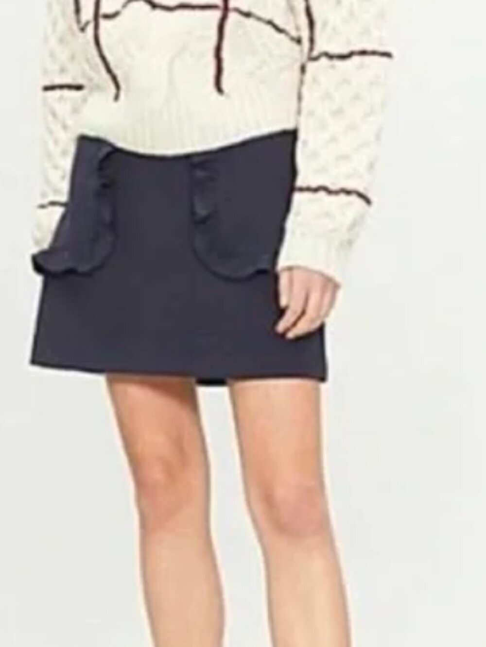 Sandro Paris Frill Pocket Navy Blue Mini Skirt Size 2